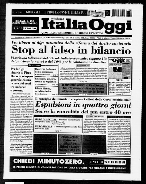 Italia oggi : quotidiano di economia finanza e politica